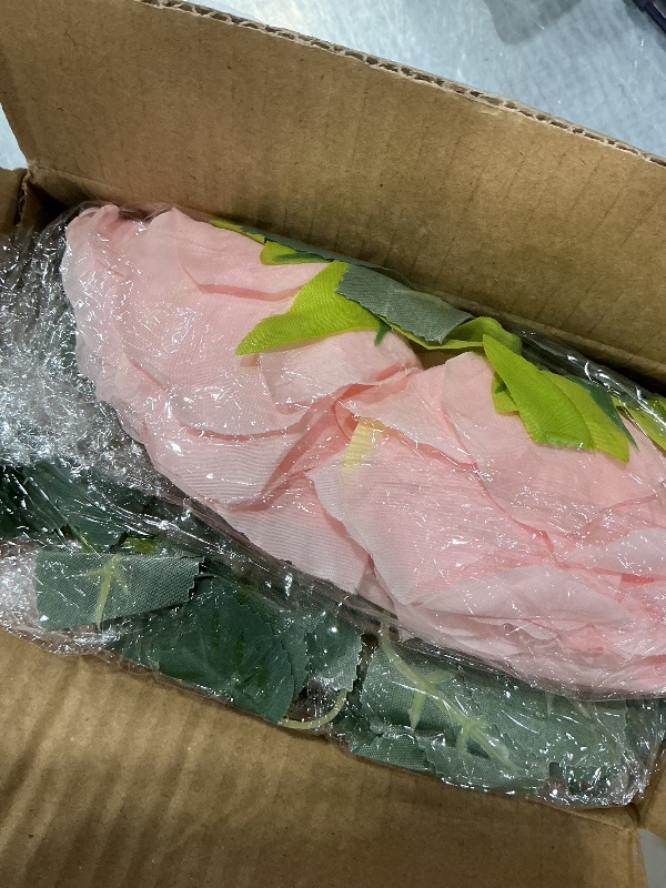 View 2 of TELDRASSIL Artificial Pink Rose Garland, 4 Pack
