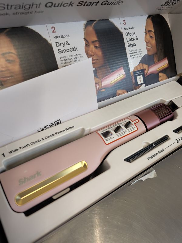 View 2 of Shark SilkiPro Air Straightener & Blow Dryer, Flat Iron, Rose, HT400PK