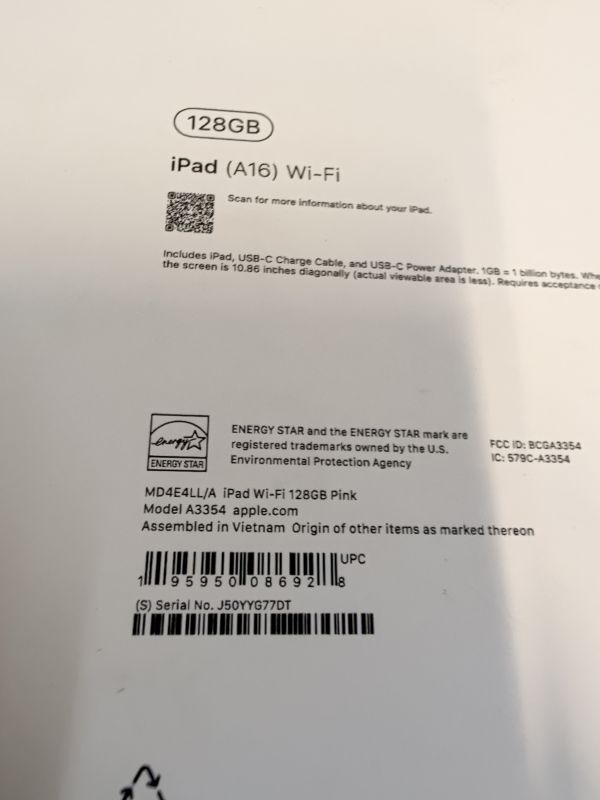 View 2 of Apple iPad 11-inch: A16 chip, 11-inch Model, Liquid Retina Display, 128GB, Wi-Fi 6, 12MP Front/12MP Back Camera, Touch ID, All-Day Battery Life — Pink