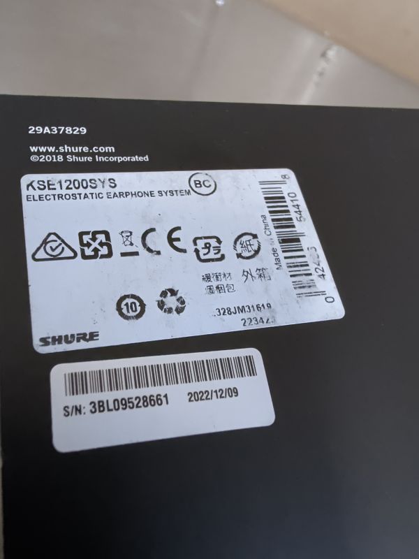 View 2 of Shure KSE1200 Electrostatic Earphone System