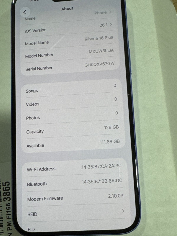 View 4 of Apple iPhone 16 Plus 128GB Ultramarine Unlocked (Renewed)LPNPMFI1683865