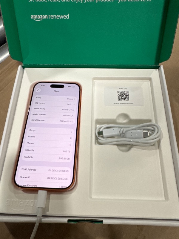 View 2 of Apple iPhone 17 Pro, US Version, 1TB, eSIM, Cosmic Orange- Unlocked (Renewed Premium)