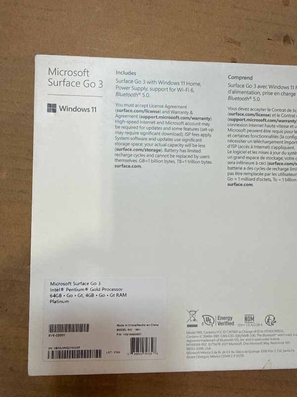 View 3 of Microsoft Surface Go 3-10.5" Touchscreen - Intel® Pentium® Gold - 4GB Memory - 64GB eMMC - Device Only - Platinum (Latest Model)