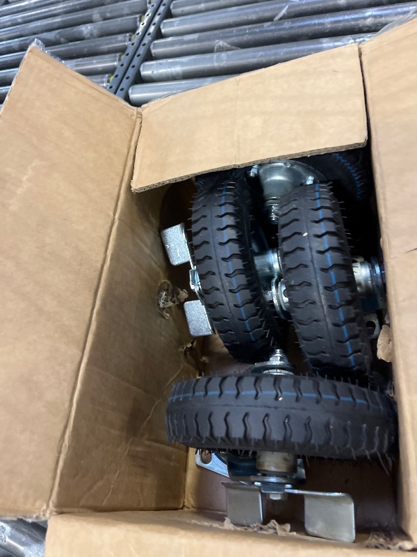View 2 of FVCLBZ 8-Inch Pneumatic Caster Wheels with Brake, 1000 lbs Capacity, Set of 4