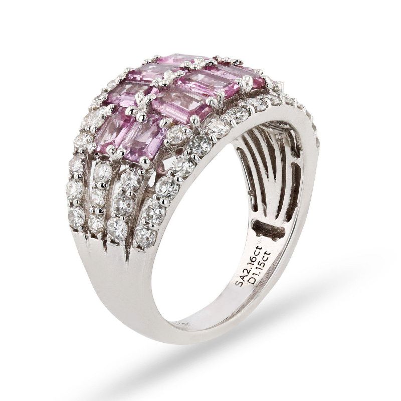 Photo 1 of 18K WHITE GOLD 2.16ctw UNHEATED PINK SAPPHIRE AND 1.15ctw DIAMOND RING W CERTIFIED APPRAISAL (APPROX. SIZE 6.5)    RN025339
