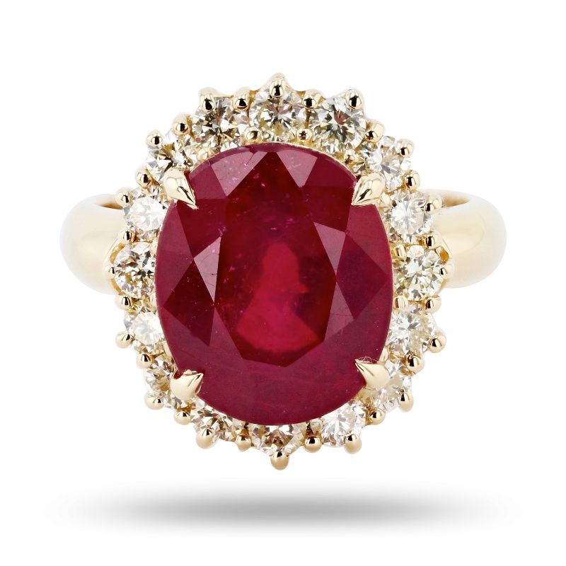 Photo 2 of 14K YELLOW GOLD 7.91ct RUBY AND .94ctw DIAMOND RING W CERTIFIED APPRAISAL (APPROX SIZE 6.5)  RN031330
