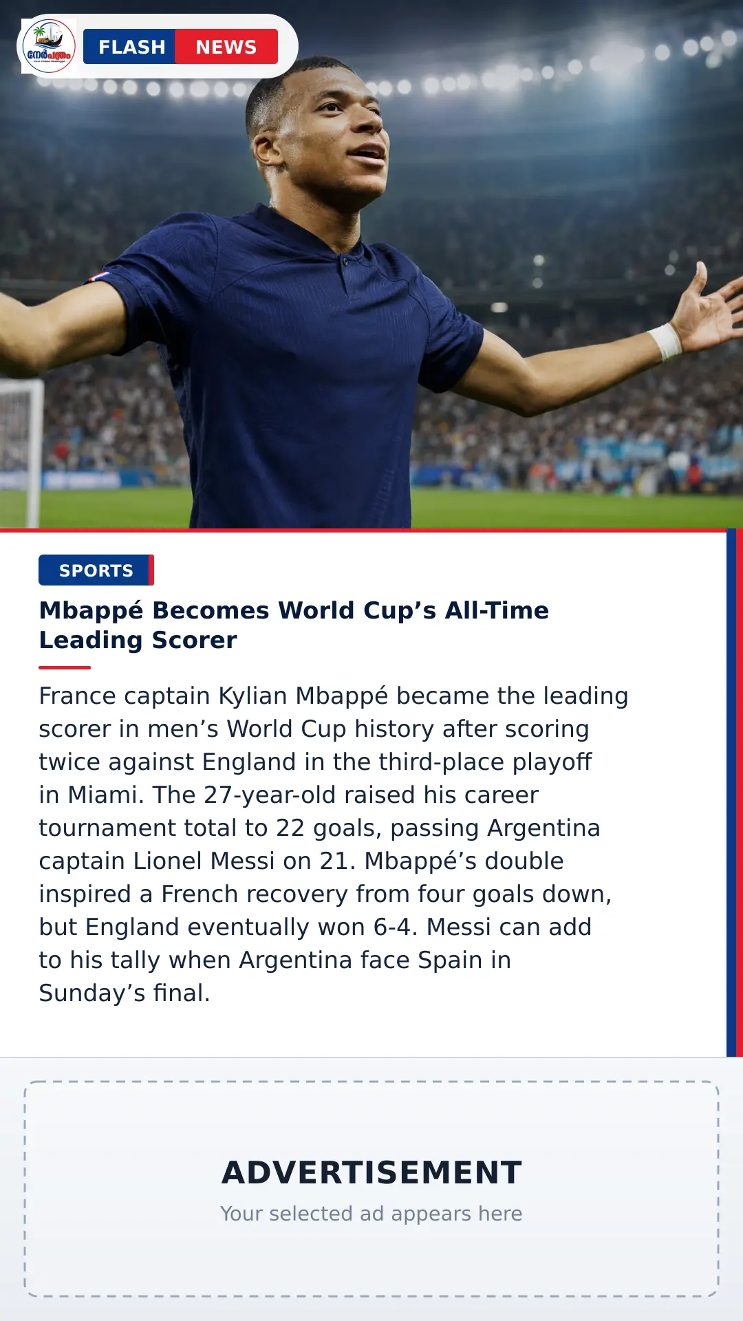 Mbappé Becomes World Cup’s All-Time Leading Scorer news image