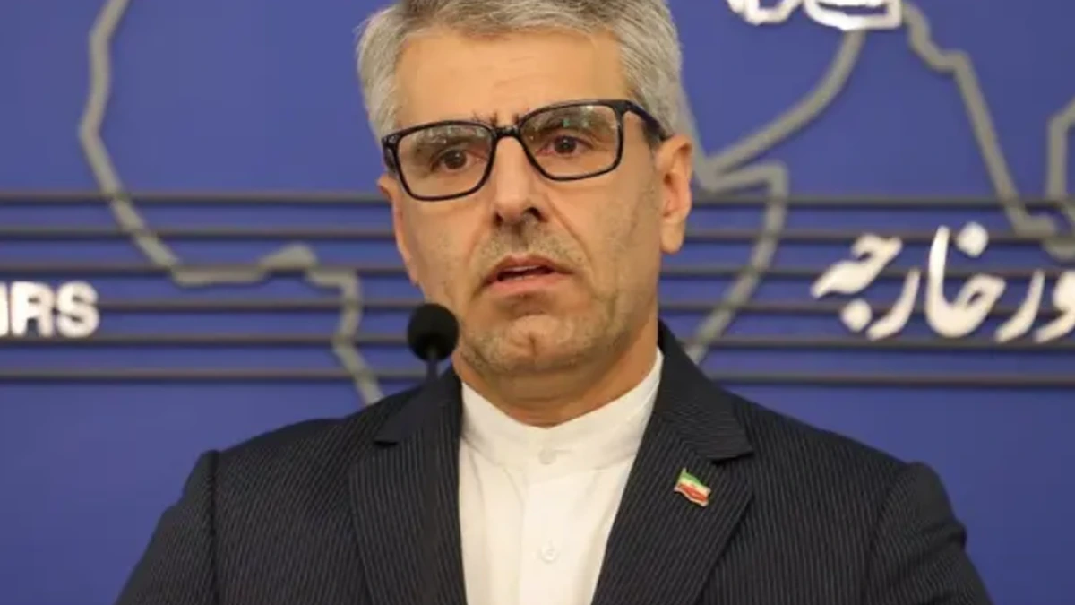 Iran Foreign Ministry spokesperson speaking at a press briefing