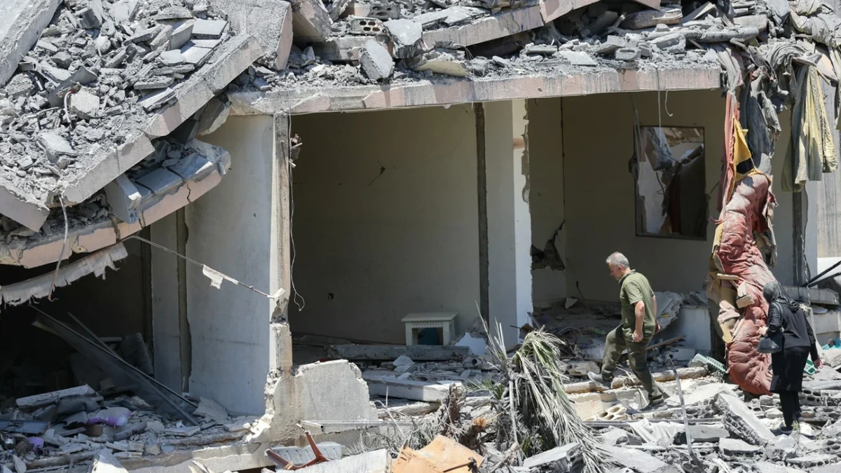 Destroyed building in Lebanon after Israeli strikes