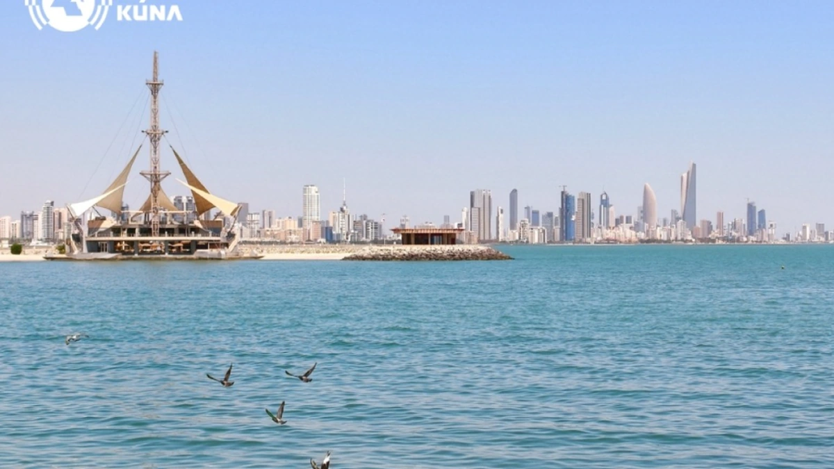 Kuwait seafront and skyline under hot weekend weather