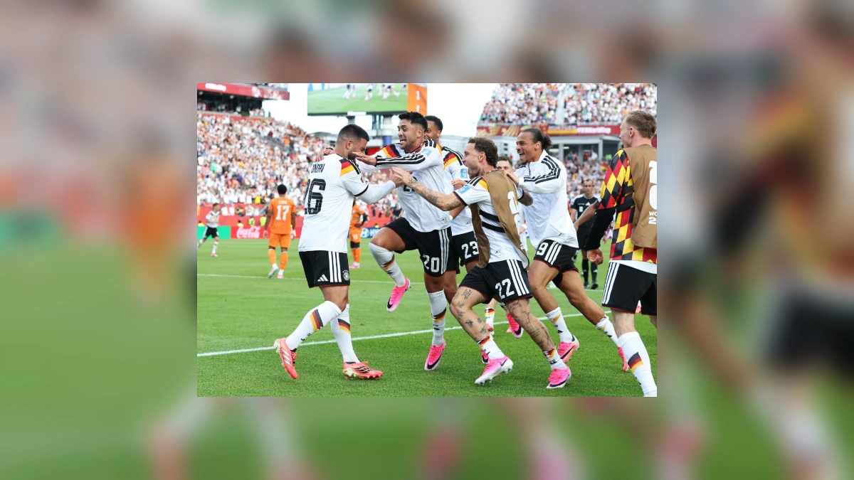 Germany players celebrating during a World Cup match