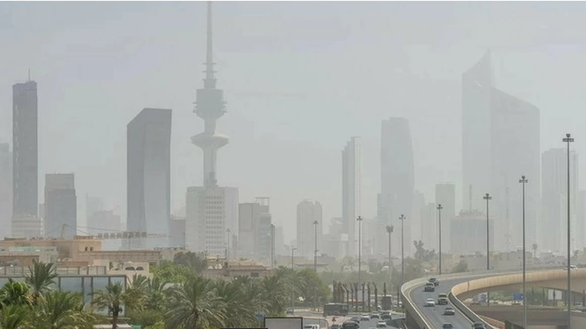Kuwait city skyline during dusty hot weather