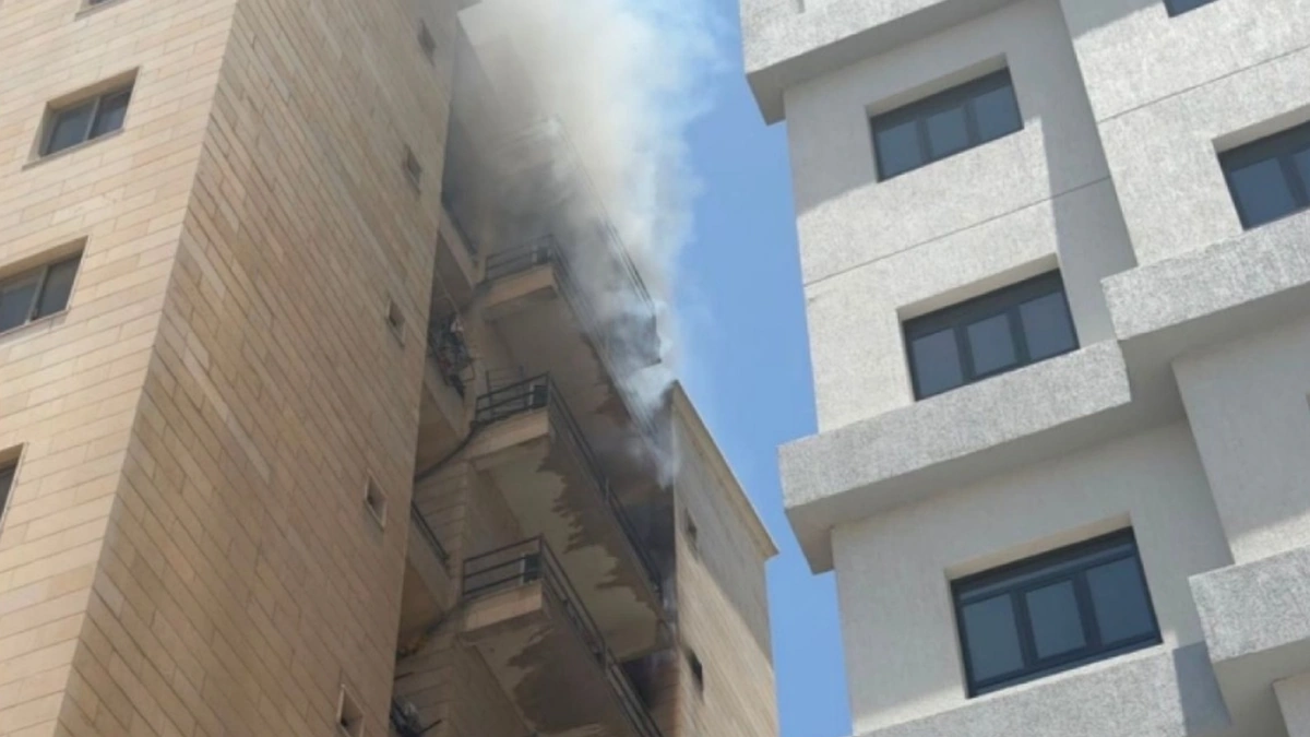 Smoke rising from apartment building fire in Farwaniya