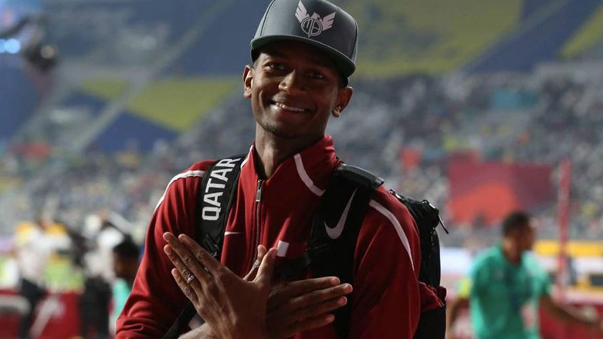 Qatari high jump champion Mutaz Barshim at an athletics venue