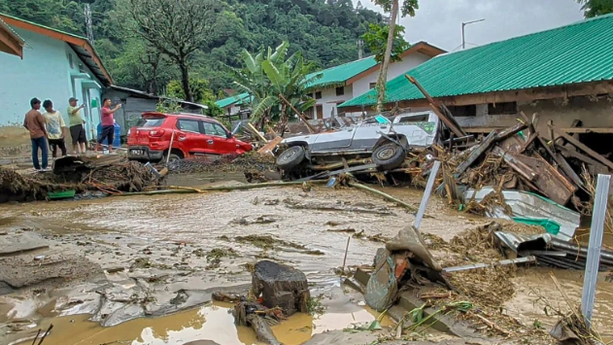 Flood and landslide damage in Arunachal Pradesh Keyi Panyor district
