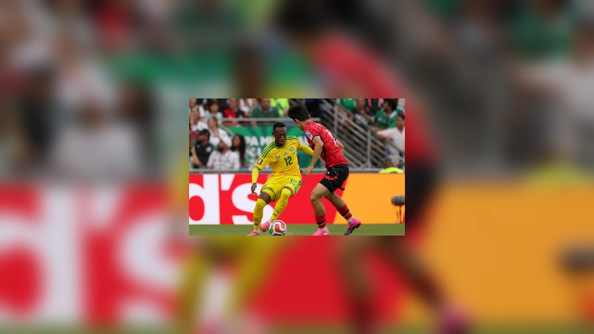 South Africa player in action against South Korea during the World Cup