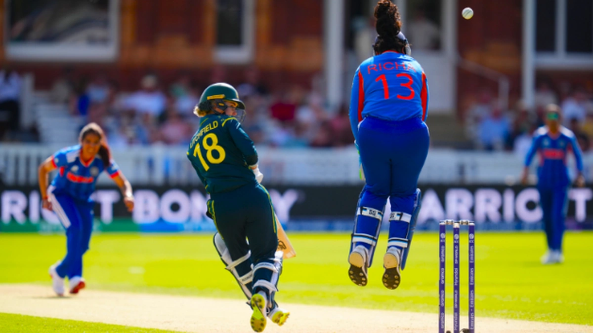 India and Australia women cricketers during Women's T20 World Cup match