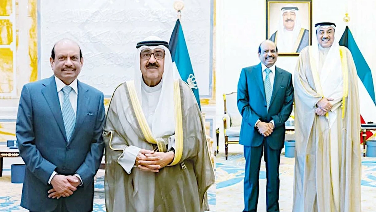 Lulu Group chairman Yusuffali meeting Kuwait Amir and Crown Prince at Bayan Palace