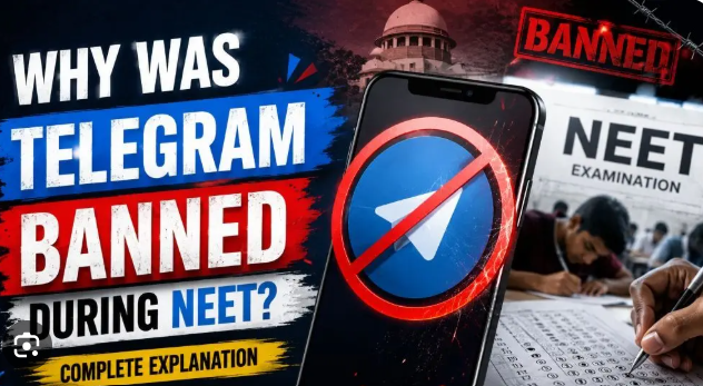 Telegram app restriction and NEET UG exam security debate in India