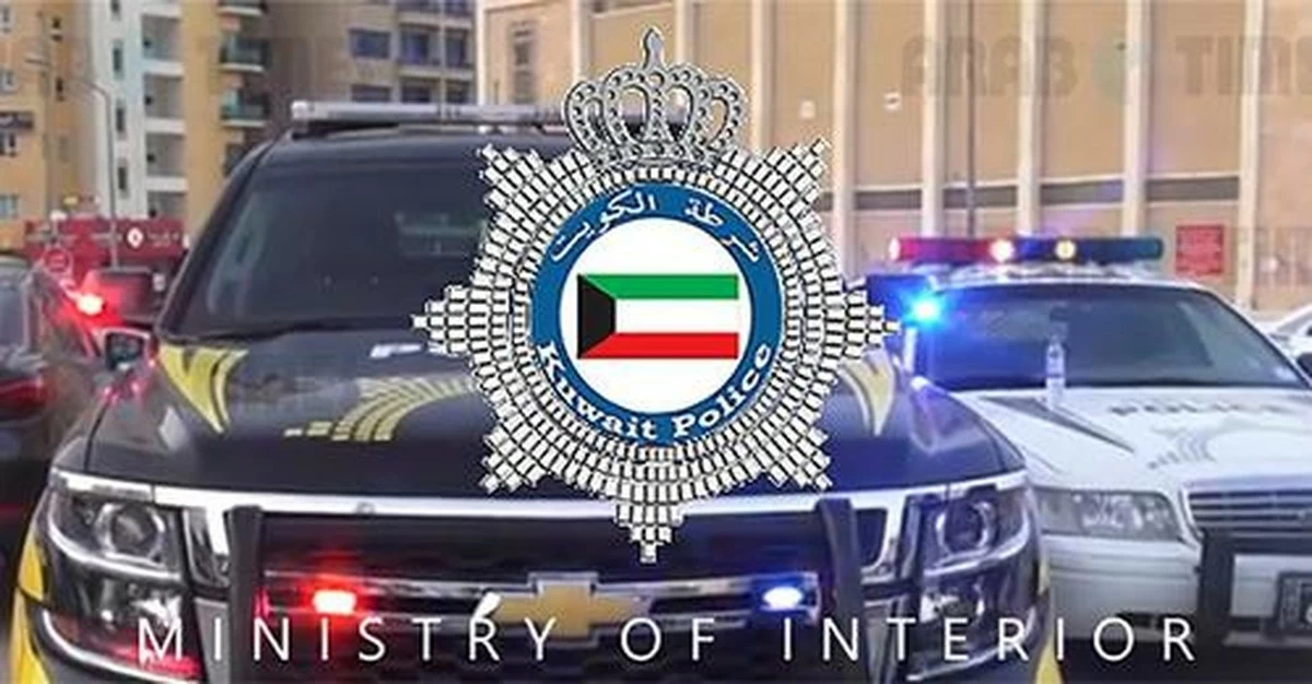Kuwait traffic enforcement campaign with police lights and road safety theme