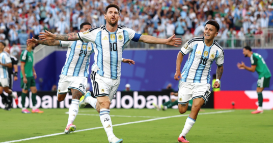 Argentina captain completing a hat-trick against Algeria at the World Cup