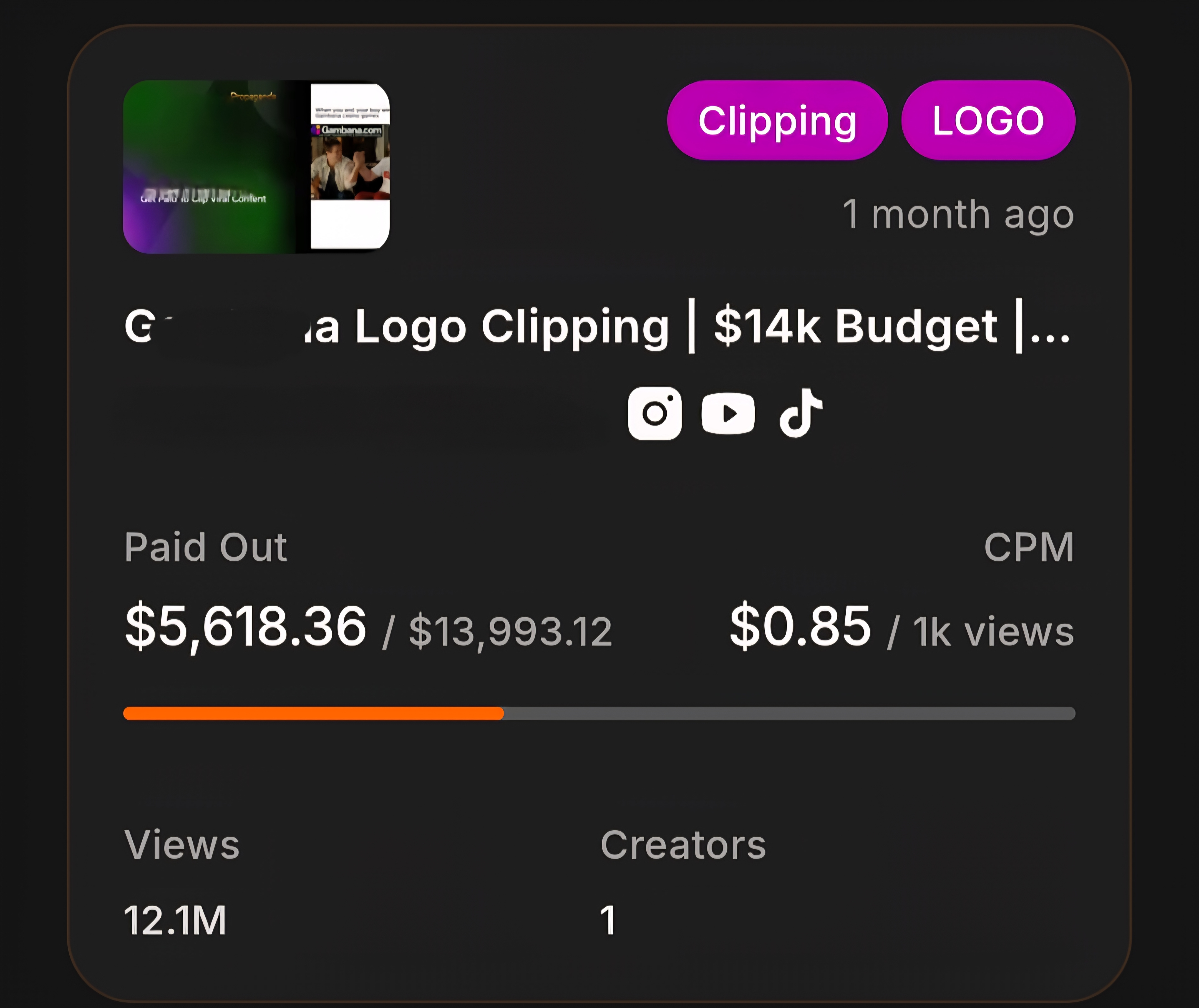 Student earning proof showing $0.85 per campaign on viral videos