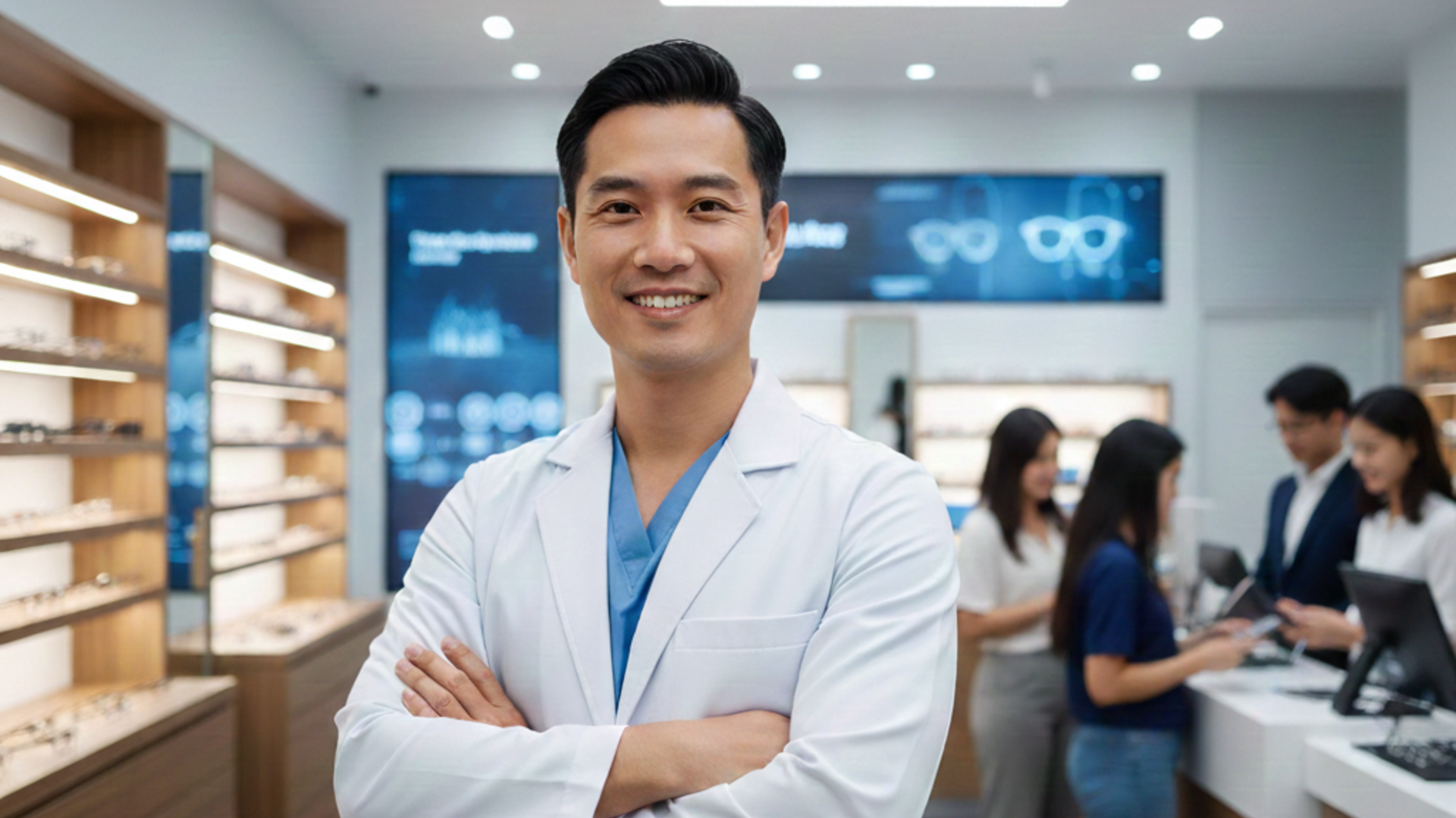 Man having his eyes checked