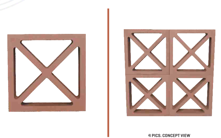 Mitti King Cross Jaali: Premium Terracotta Decorative Jali Block