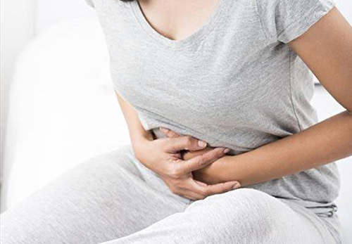 A girl in periods pain