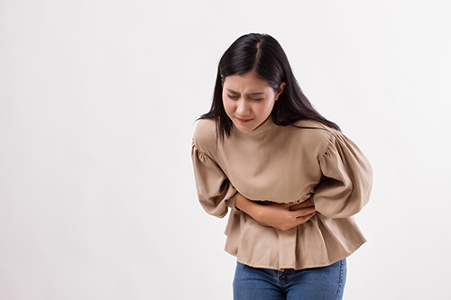 A girl in periods pain
