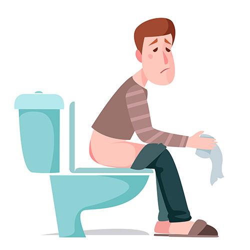 man suffering from piles