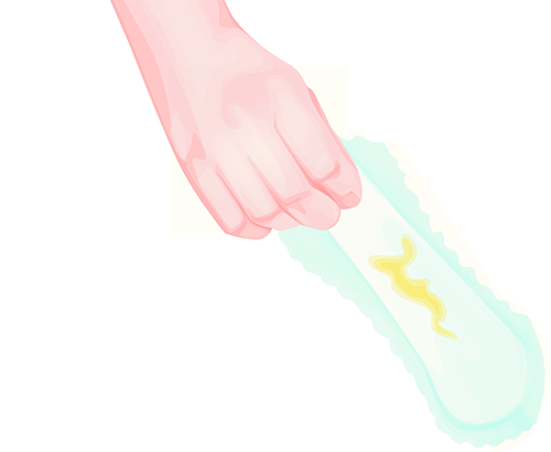 pad showing yellow vaginal discharge.