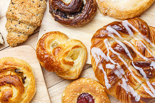 portraying no for all bakery food in piles