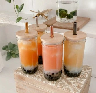 Reusable Bubble Tea Cup with Bamboo Lid