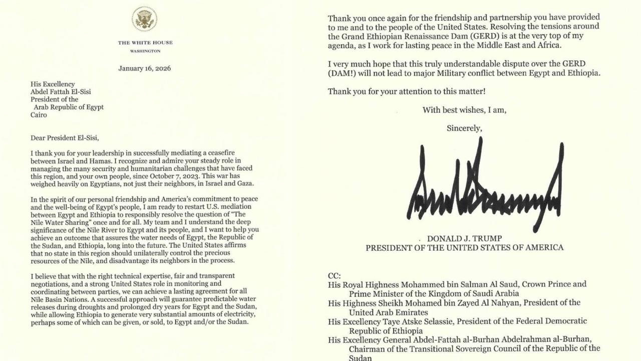 Trump Letter Rekindles Nile Tensions