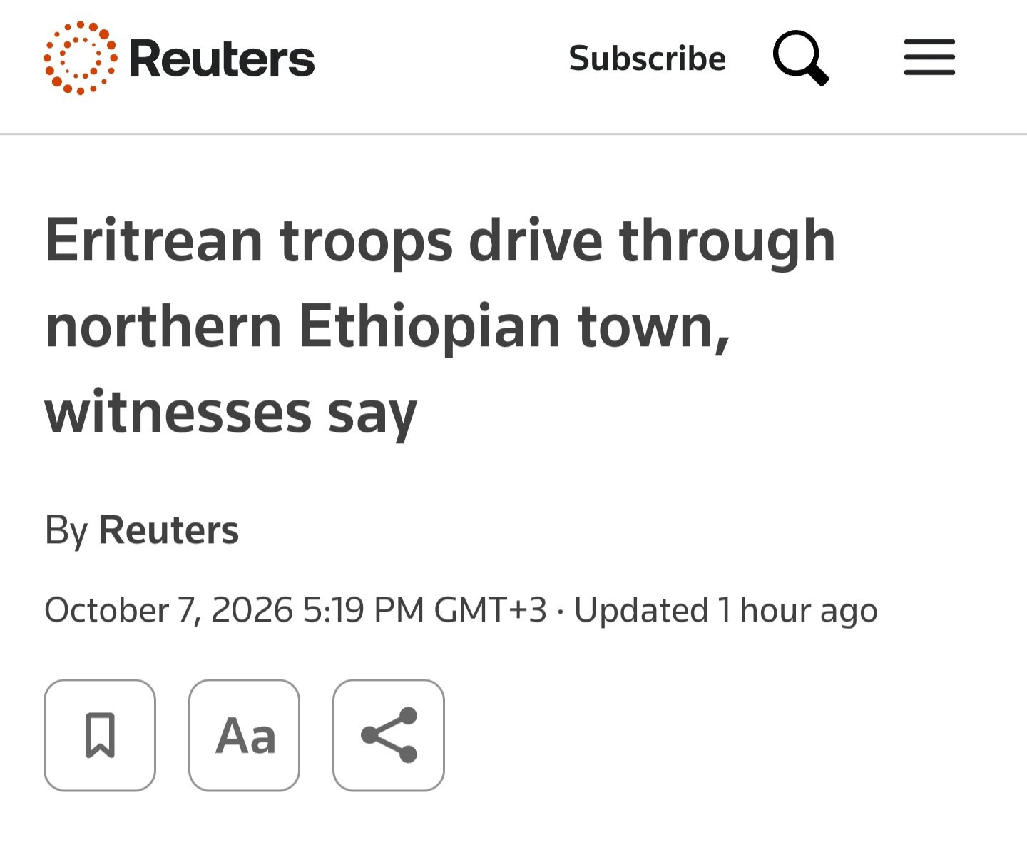 Eritrean Troops Reportedly Move Into Tigray
