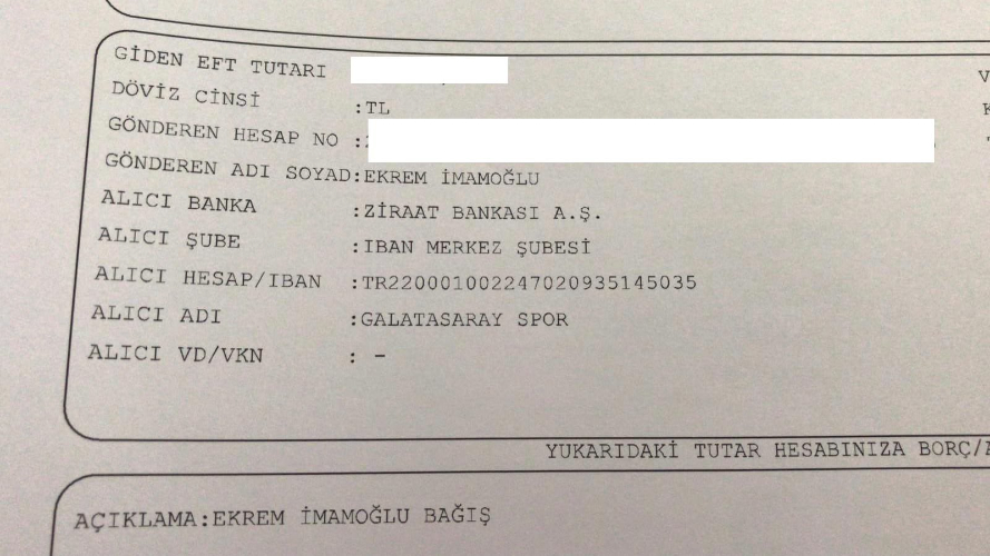 İBB Başkanı Ekrem İmamoğlu'nun paylaştığı dekont