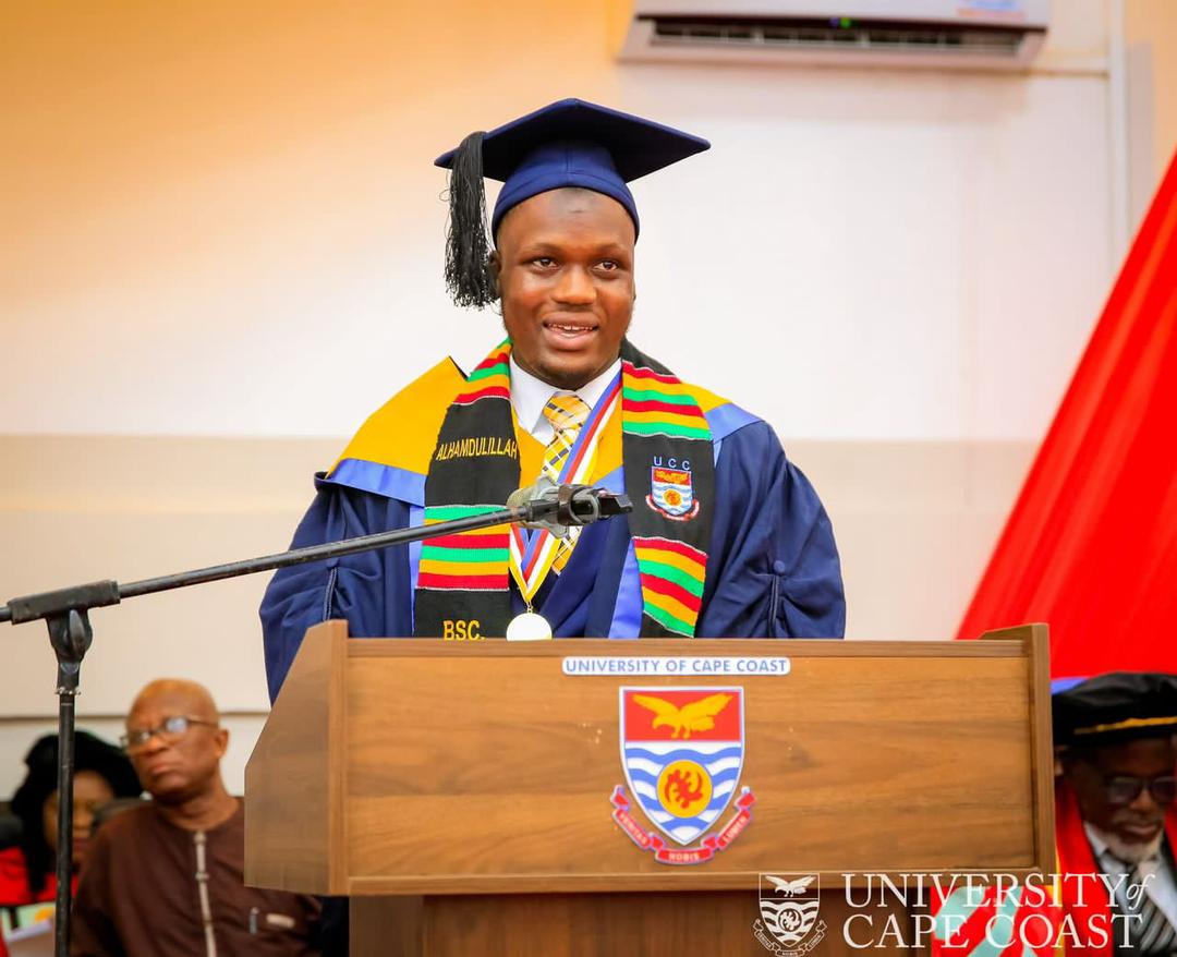 Mr. Nasirudeen Ghartey, who was crowned as valedictorian, graduated with a CGPA of 4.0 to emerge as the Overall Best Graduating Student of the College of Agriculture and Natural Sciences (CANS). 
