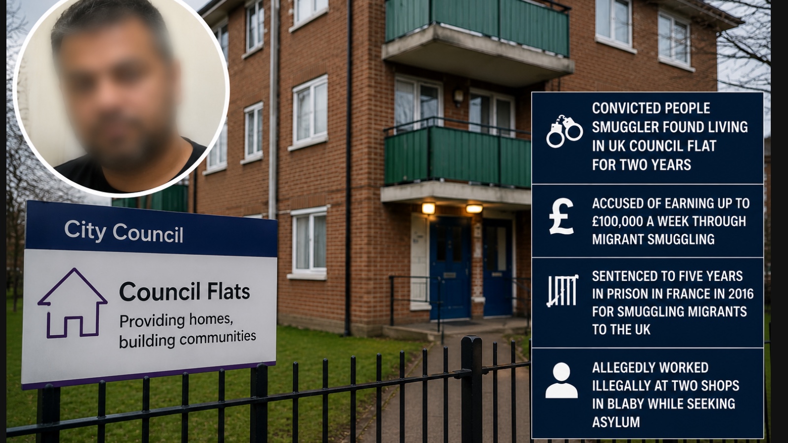 Convicted people smuggler found living in UK council flat for two years