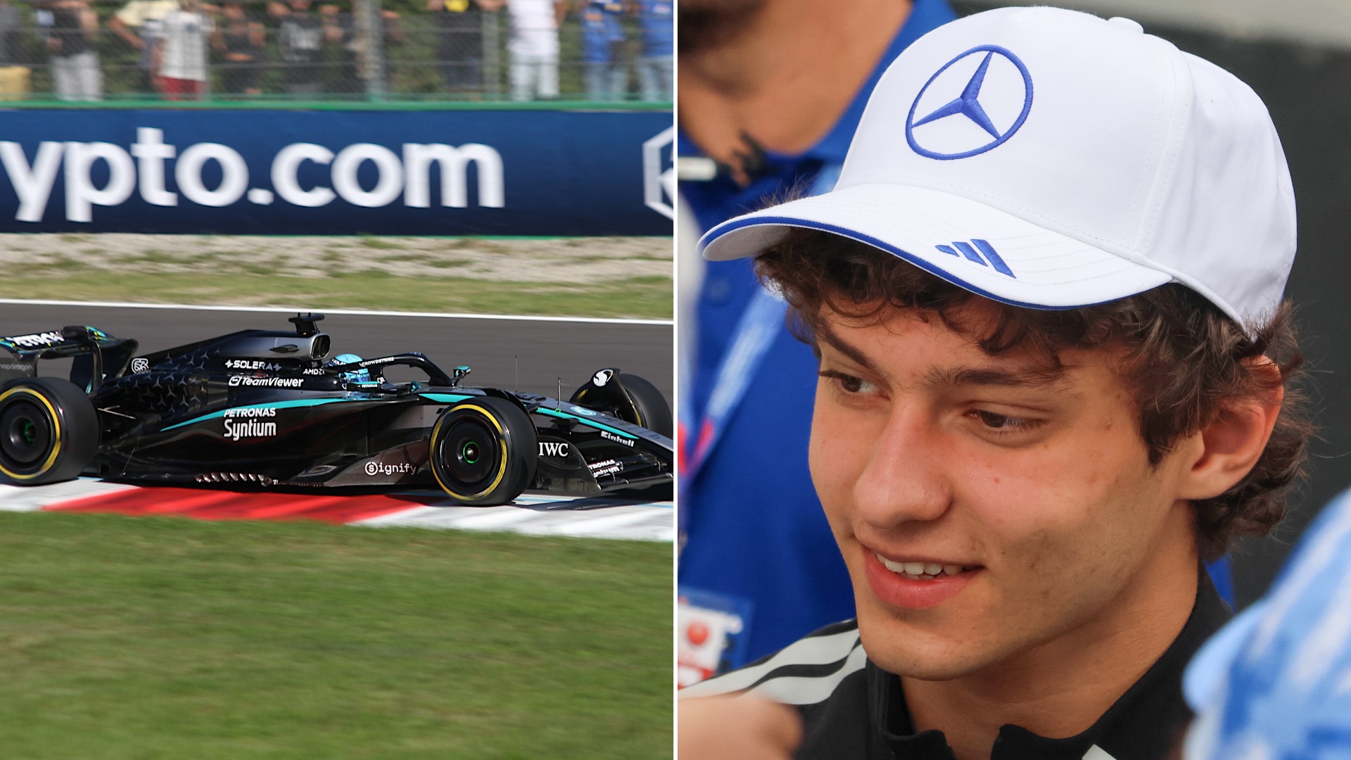 George Russell takes pole position in Azerbaijan after Kimi Antonelli crashes out
