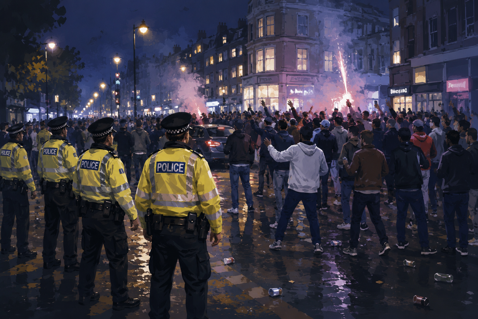 Four arrested after World Cup violence injures officer on Edgware Road