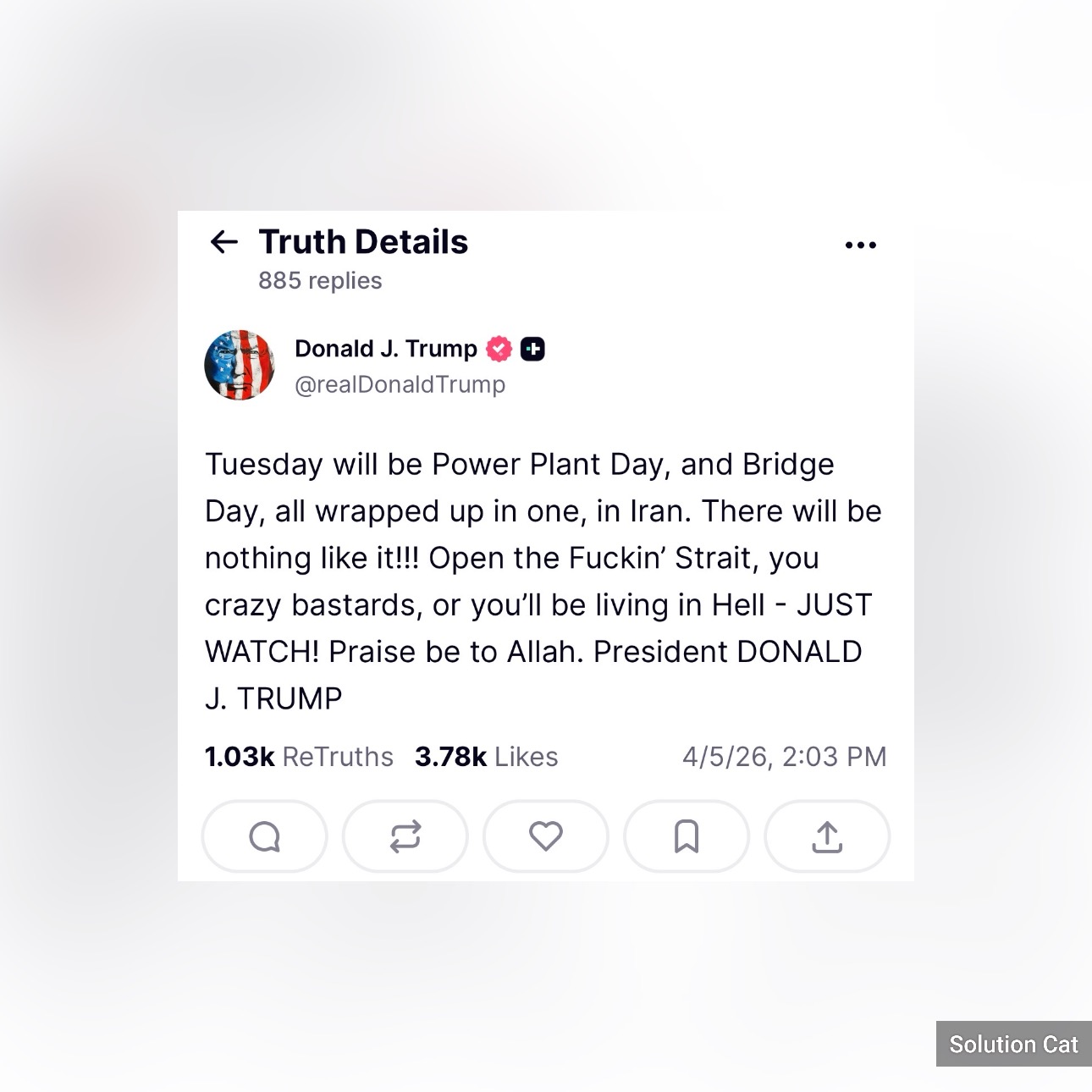 Open the fu***g Strait’ - Trump threatens Tuesday destruction