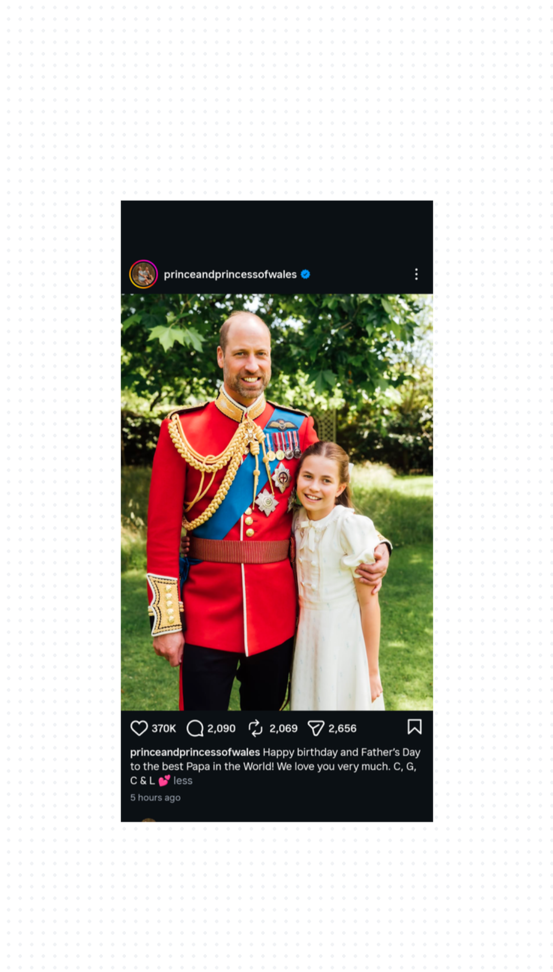 William's children call him 'best Papa' for birthday