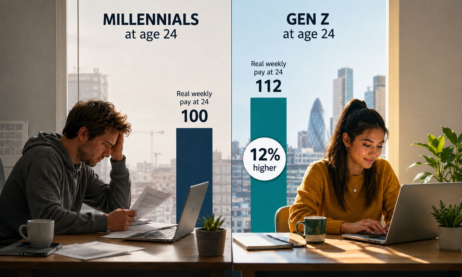 Gen Z earns 12% more at 24 than millennials did