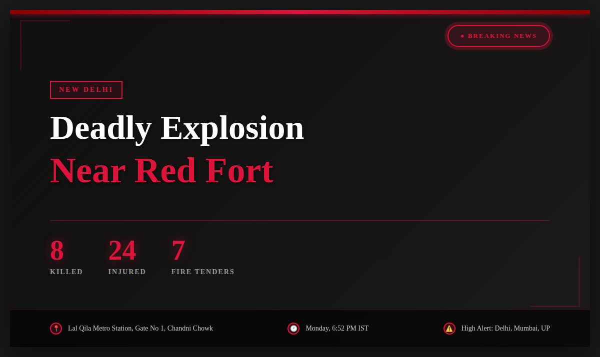 Car Explosion Near Delhi's Red Fort Kills At Least Eight, Triggers Security Alert