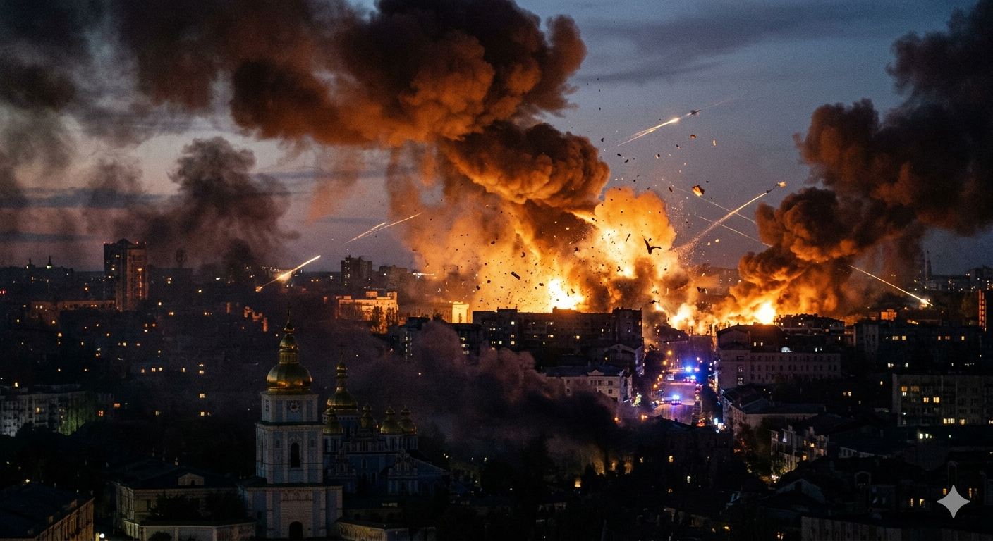 Kyiv hit by huge Russian drone and missile attack