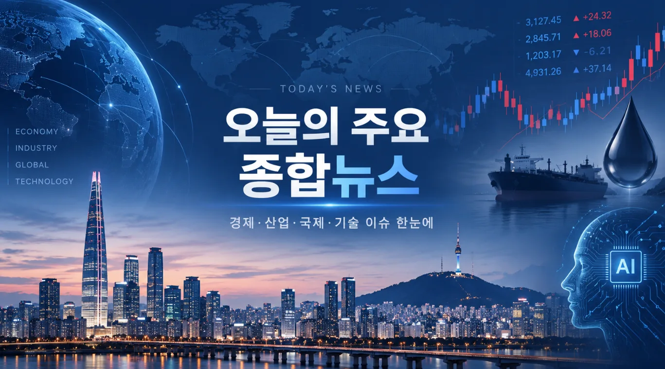 미 연준 금리와 국제유가, 국내외 경제·사회·외교 이슈를 표현한 오늘의 주요 종합뉴스 이미지