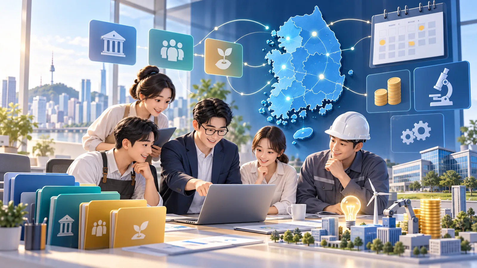AI 생성 이미지 · 전국 기업지원사업 주간 종합을 표현한 일러스트
