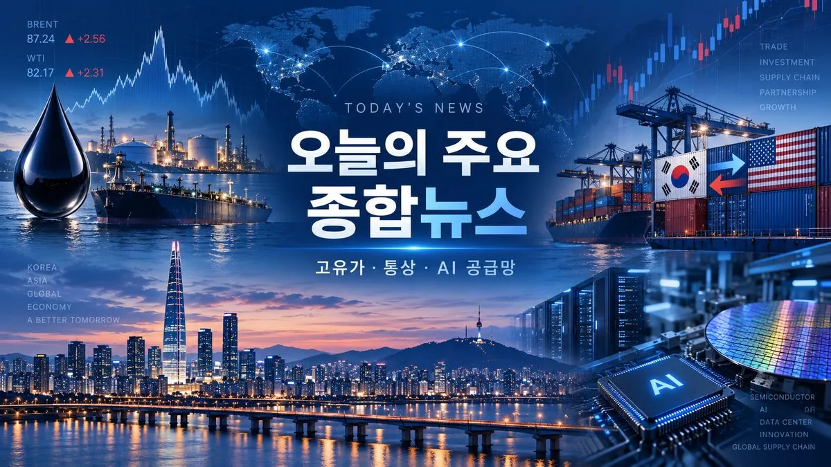 국제유가 상승과 한미 투자협상, AI 반도체 공급망 등 9월 18일 국내외 주요 이슈를 표현한 종합뉴스 이미지