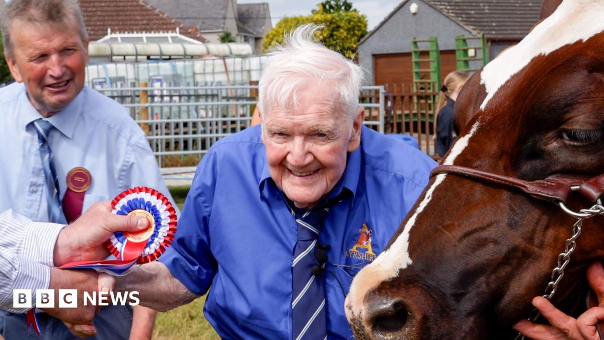 Former farmer, aged 99, fulfils wish to lead cow at show one more time